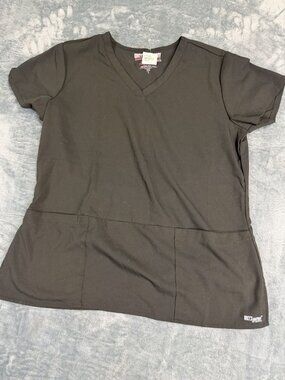 Greys Anatomy By Barco Womens Black V-Neck Scrub Top L